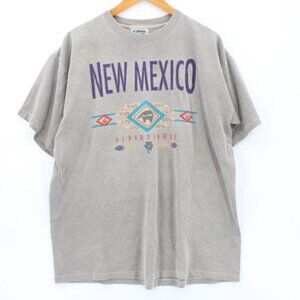 Vintage Resort Images Shirt Mens Gray Short Sleeve New Mexico Western Pattern XL